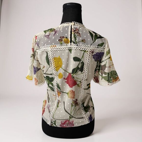 Ted Baker Arelin Rose Floral Print Blouse Shirt Elegant Fit & Flare - Picture 5 of 7